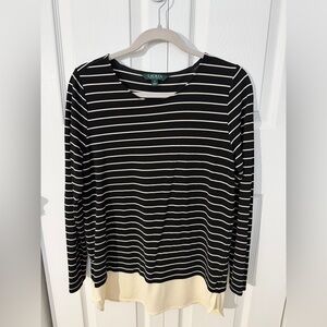 Polo Ralph Lauren Striped Black and Cream Long Sleeve Top